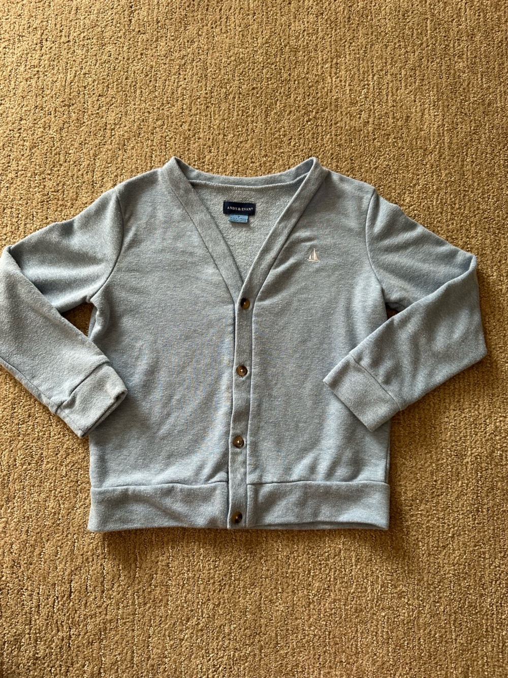 Andy & Evan Light Blue V-Neck Button Cardigan Sweater Size 7 Kids